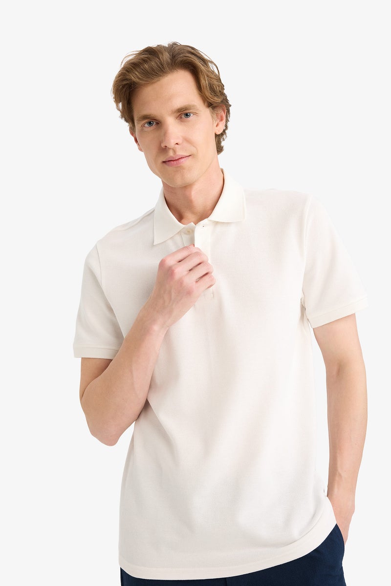DeFacto White Man Cotton Polo T-Shirt Casual - Image 3